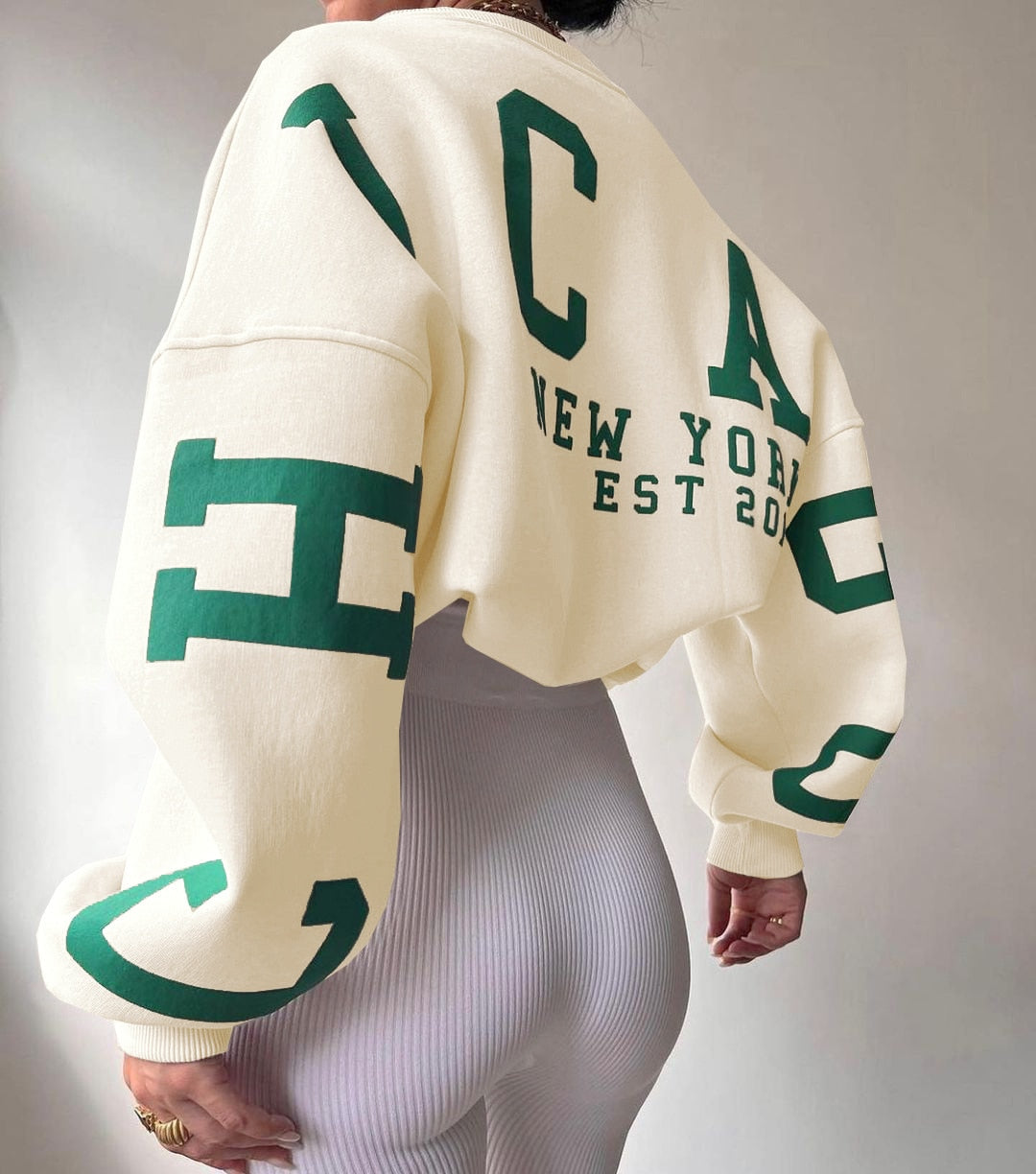 Casual Letters Print Sweatshirt Frauen
