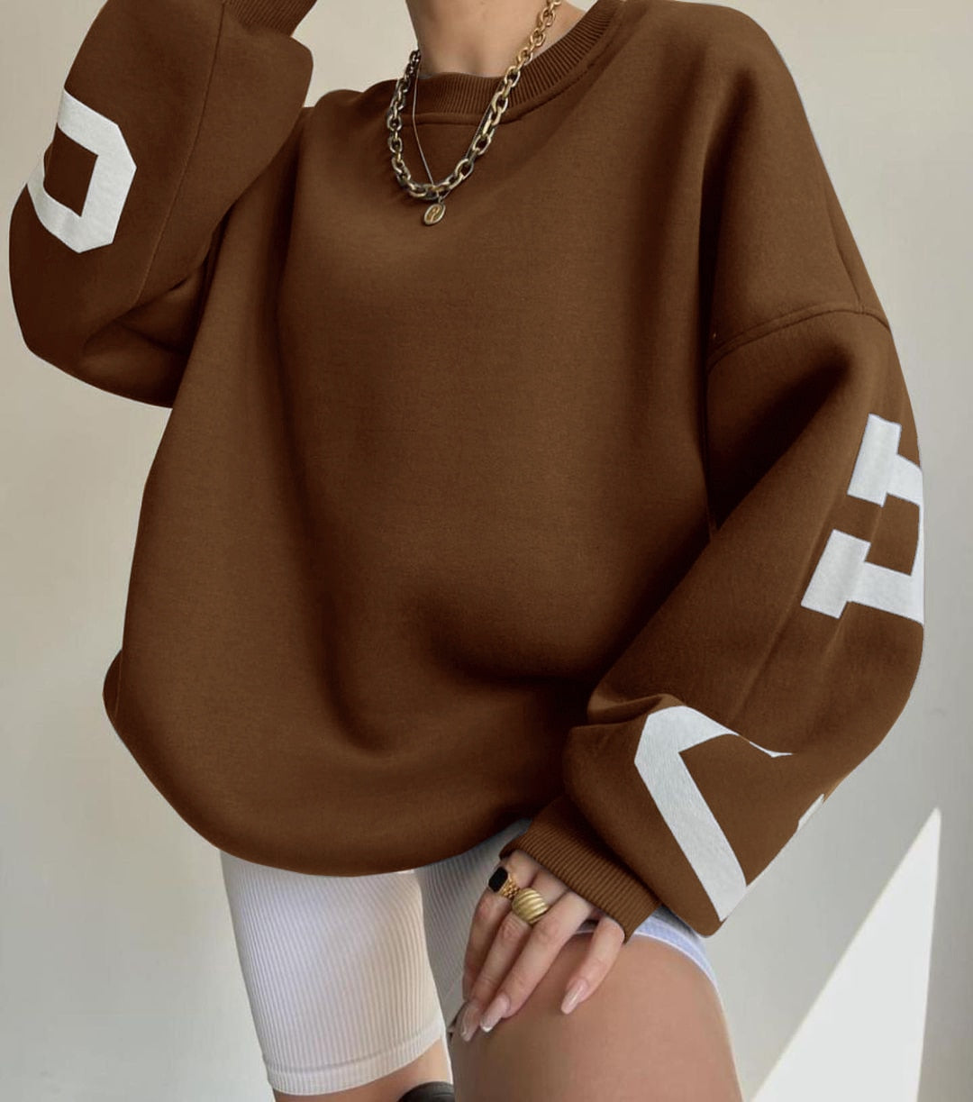 Casual Letters Print Sweatshirt Frauen