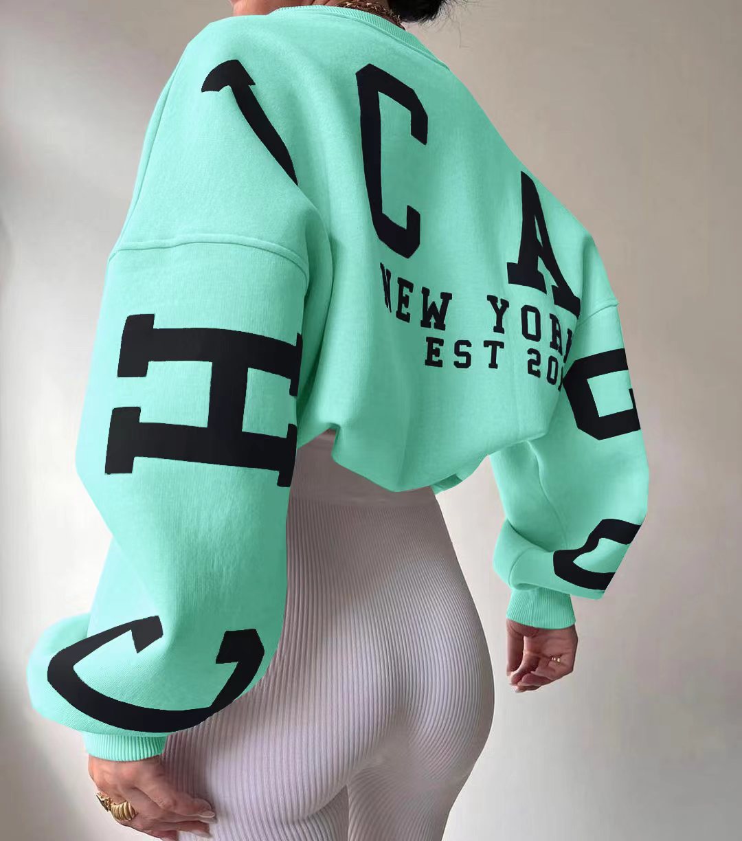 Casual Letters Print Sweatshirt Frauen