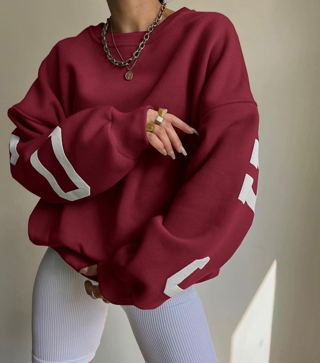 Casual Letters Print Sweatshirt Frauen