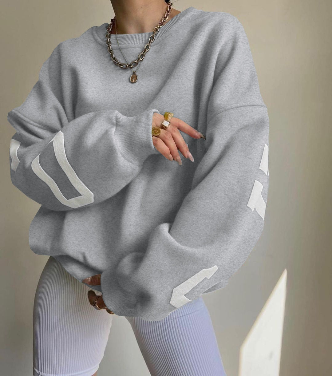 Casual Letters Print Sweatshirt Frauen