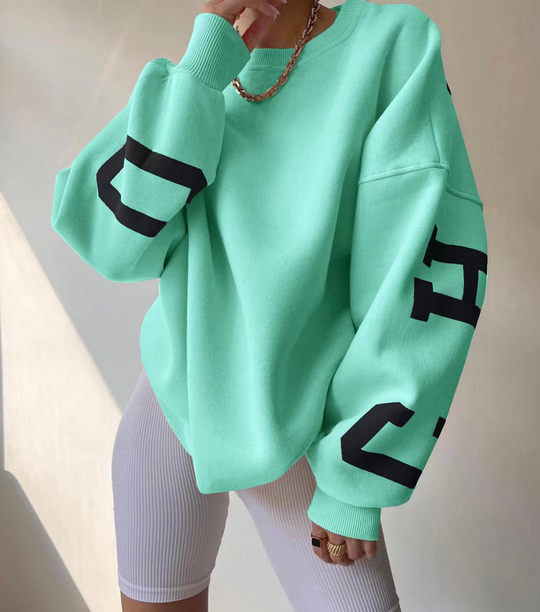Casual Letters Print Sweatshirt Frauen